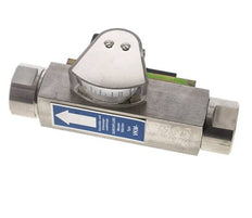 Caudalímetro e interruptor de caudal de área variable para aceite 8-80 l/min G1'' de acero inoxidable