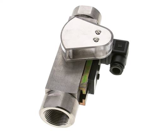 Caudalímetro e interruptor de caudal de área variable para aceite 8-80 l/min G1'' de acero inoxidable