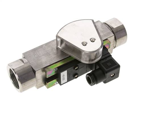 Caudalímetro e interruptor de caudal de área variable para aceite 8-80 l/min G1'' de acero inoxidable
