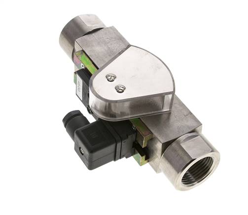 Caudalímetro e interruptor de caudal de área variable para aceite 8-80 l/min G1'' de acero inoxidable