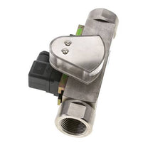Caudalímetro e interruptor de caudal de área variable para aceite 8-80 l/min G1'' de acero inoxidable