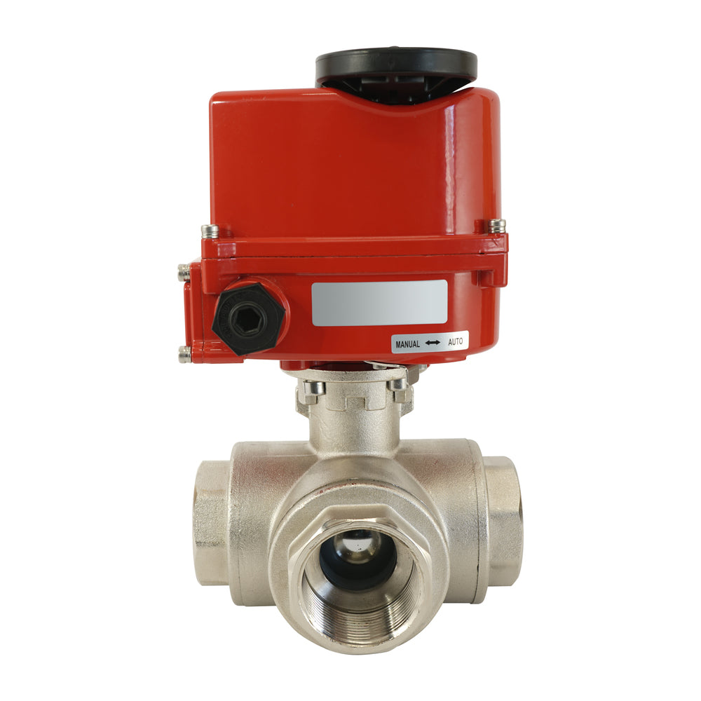 G3/8 inch 3-Way Brass Modulating electric ball valve (T- bore) 24 V AC/DC