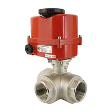 G3/4 inch 3-Way Brass Modulating electric ball valve (L-port) 24 V AC/DC