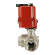 G 2 inch 3-Way brass electric ball valve (T- bore) 24 V AC/DC