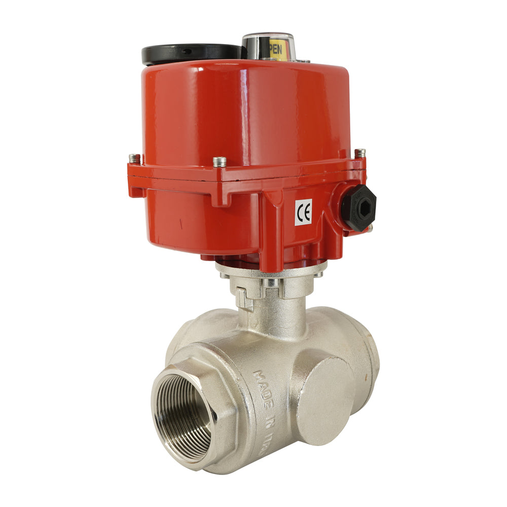 G3/8 inch 3-Way Brass Modulating electric ball valve (T- bore) 24 V AC/DC
