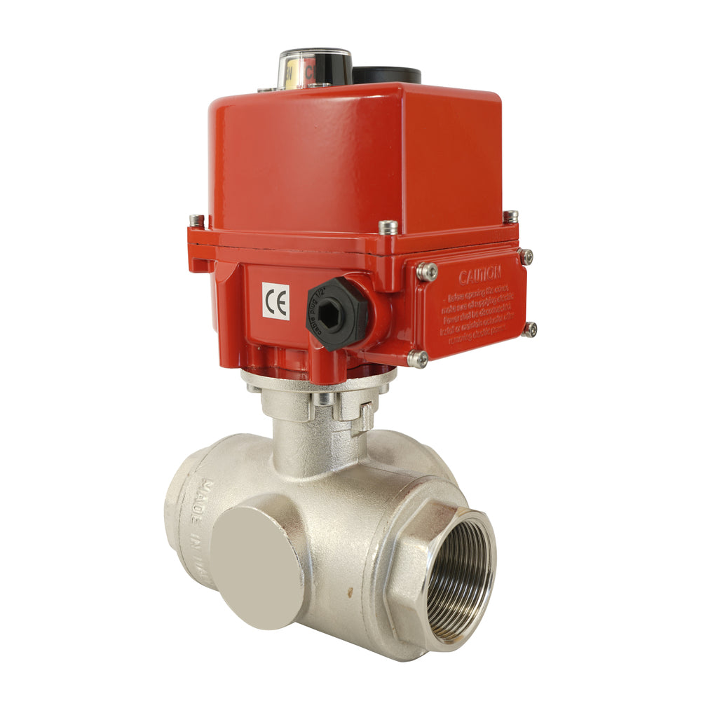 G3/8 inch 3-Way Brass Modulating electric ball valve (T- bore) 24 V AC/DC