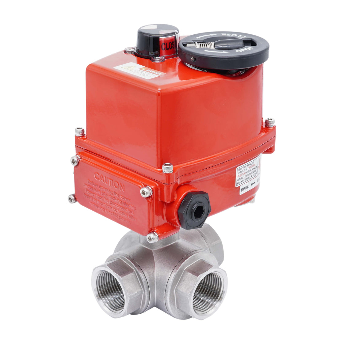 Rp 1-1/2'' L-Port 3-Way Stainless Steel Electric Ball Valve 100-240 V AC