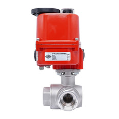 Rp 1-1/2'' L-Port 3-Way Stainless Steel Electric Ball Valve 100-240 V AC