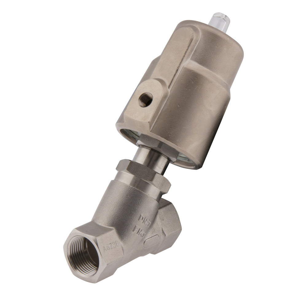 G3/4'' PTFE 20bar NC Válvula de asiento inclinado Acero inoxidable AL2