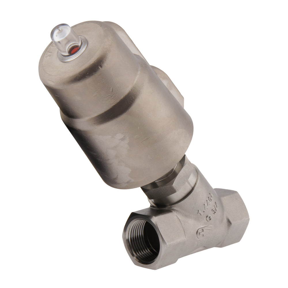 G1-1/2'' PTFE 7bar NC Válvula de asiento angular (Cierre Ag. Flujo) Acero inoxidable/latón AL2