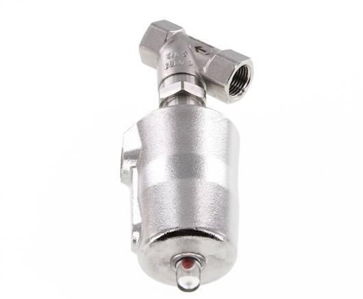 Válvula de asiento inclinado G1/2'' PTFE 25bar NC Acero inoxidable AL2