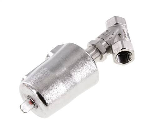 Válvula de asiento inclinado G1/2'' PTFE 25bar NC Acero inoxidable AL2