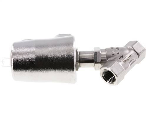 Válvula de asiento inclinado G1/2'' PTFE 25bar NC Acero inoxidable AL2