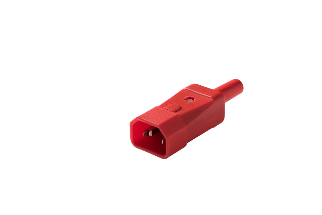 Martin Kaiser MK IEC Enchufe de aparato C14 70 grados 10 Amp Contacto de puesta a tierra Rojo - 749/RT [25 Piezas]