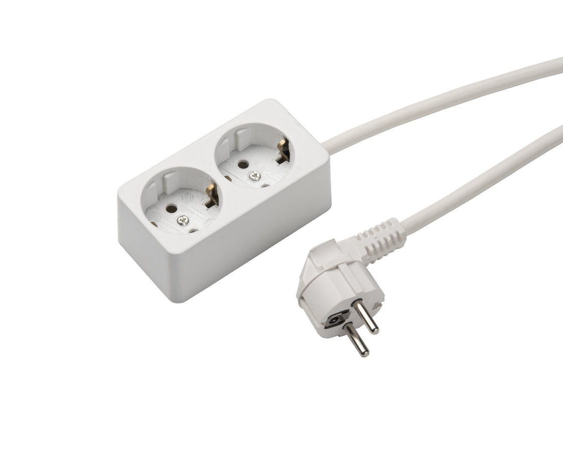 Martin Kaiser Enchufe de 2 vías blanco ártico con cable de 1,5 m (Enchufe Europeo) - 537ZL/15W/kws [10 Piezas]