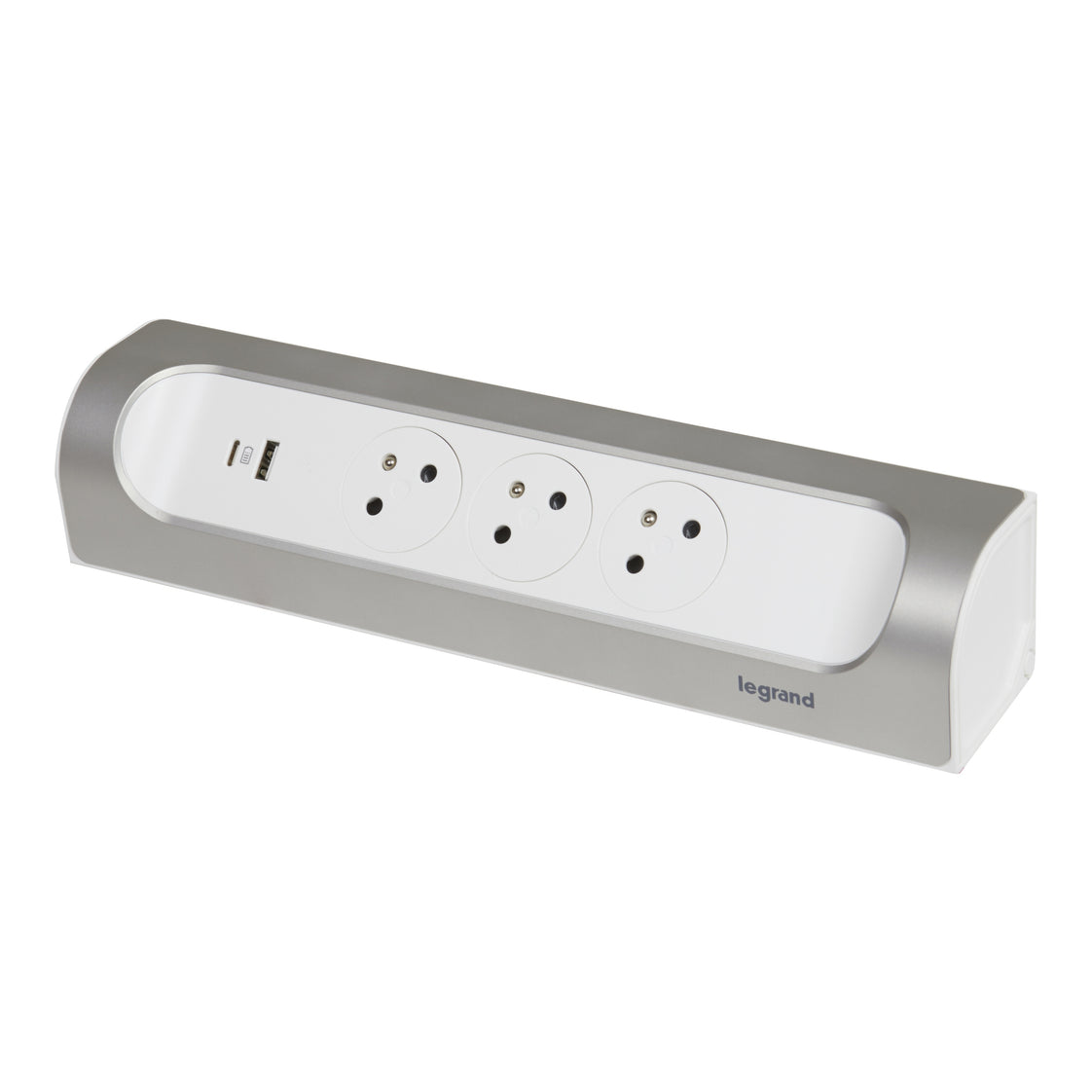 Legrand Enchufe Montable a 90 Grados 3x2P+PA USB A+C Cargador Aluminio (Enchufe Europeo) - 049409 [5 Piezas]
