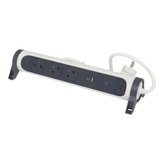 Legrand Premium USB A+C OSB 3x2P Con Tierra 1.5m Negro Blanco (Enchufe Europeo) - 049416 [5 Piezas]