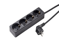Martin Kaiser Enchufe de 4 vías negro con toma de tierra y cable de 3 m (Enchufe Europeo) - 541ZL3-15W/SW [10 Piezas]