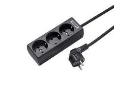 Martin Kaiser Zócalo de 3 vías con contacto de puesta a tierra y cable de 1,5 m Negro (Enchufe Europeo) - 1030ZL/15W/sw [10 Piezas]