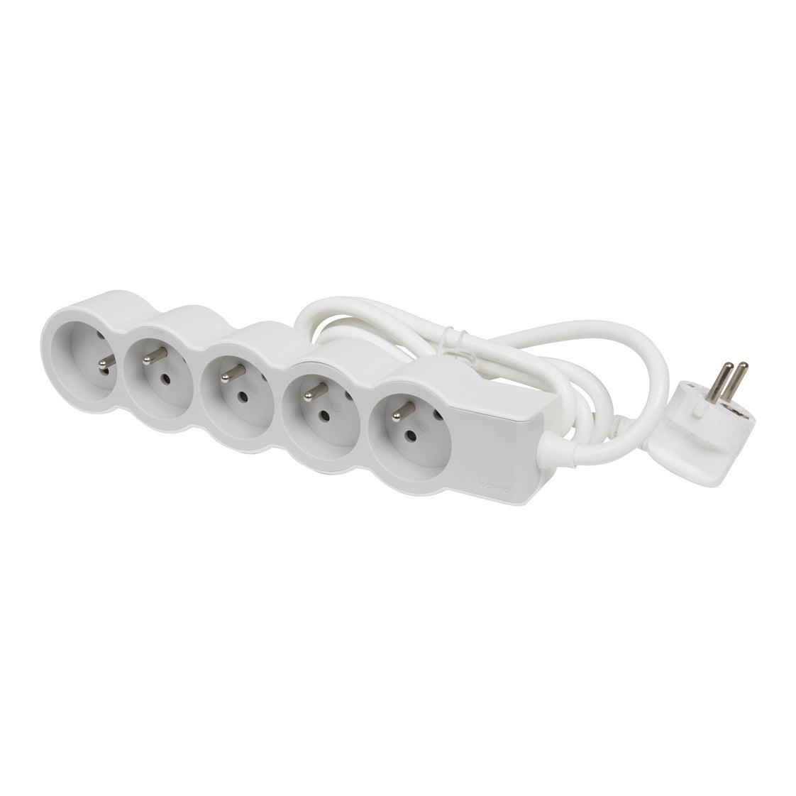 Toma de corriente estándar 5x2P con cable de 3 m con toma de tierra Blanco-Gris (Enchufe Europeo) - 049492 [10 Piezas]