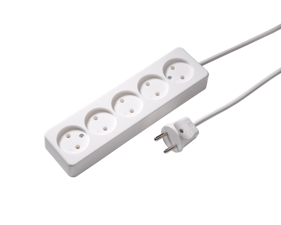 Martin Kaiser Toma de 5 vías sin toma de tierra 16Amp con cable de 1,5m (Enchufe Europeo) - 512ZL/15/kws [10 Piezas]