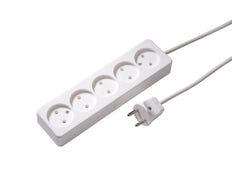 Martin Kaiser Toma de 5 vías sin toma de tierra 16Amp con cable de 1,5m (Enchufe Europeo) - 512ZL/15/kws [10 Piezas]