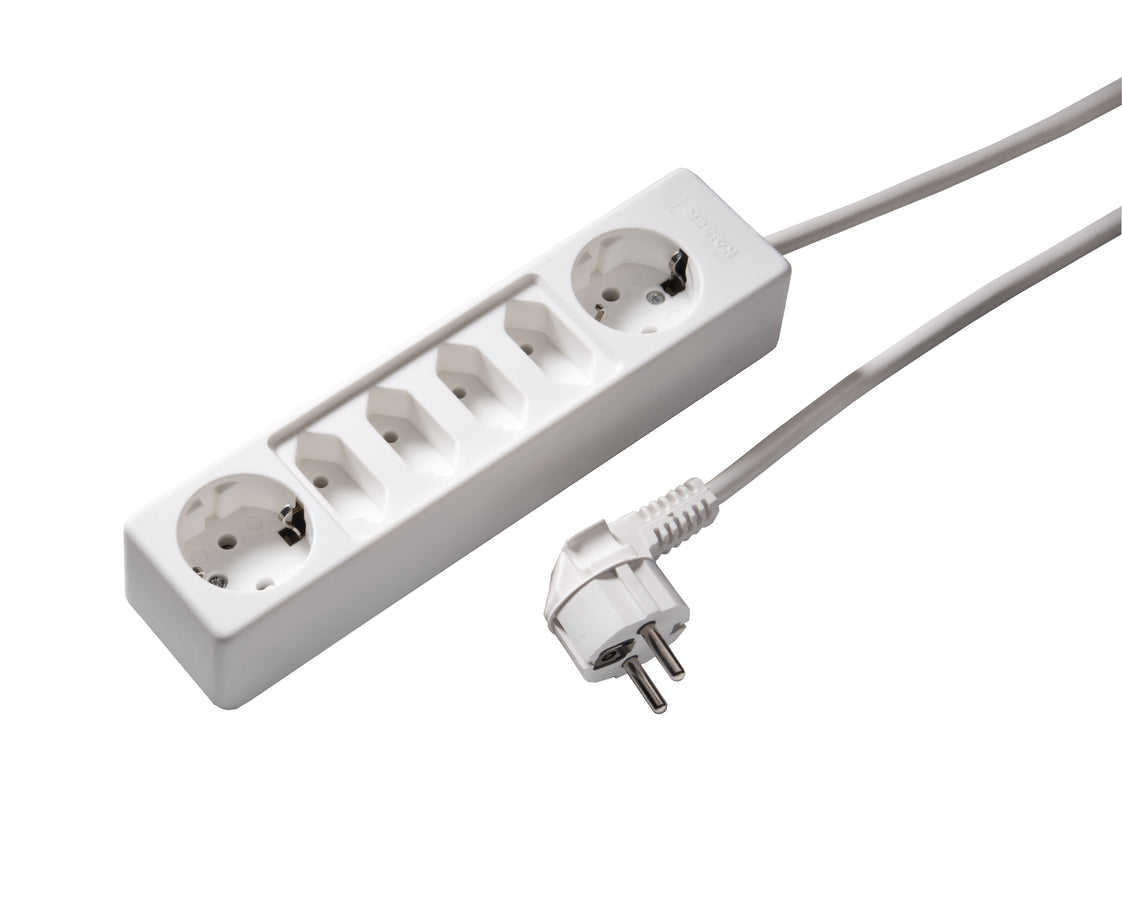 Martin Kaiser Enchufe de 6 vías con 2 tomas Schuko 4 Euro Cable de 1,5 m (Enchufe Europeo) - 1012ZL/15W/kws [10 Piezas]