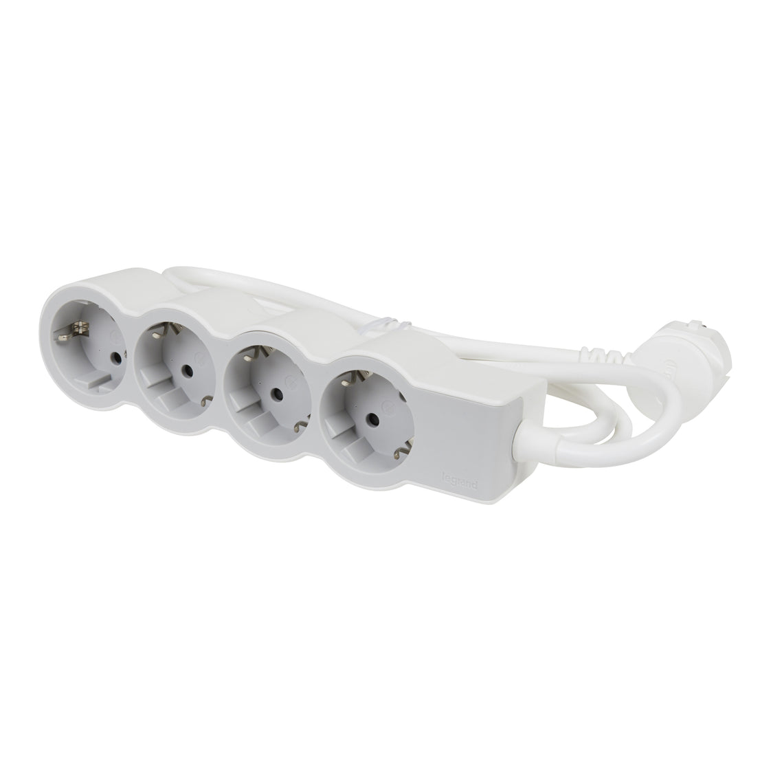 Legrand Toma de corriente estándar 4x2P+A con cable de 3 m - Blanco/Gris (Enchufe Europeo) - 694561 [10 Piezas]