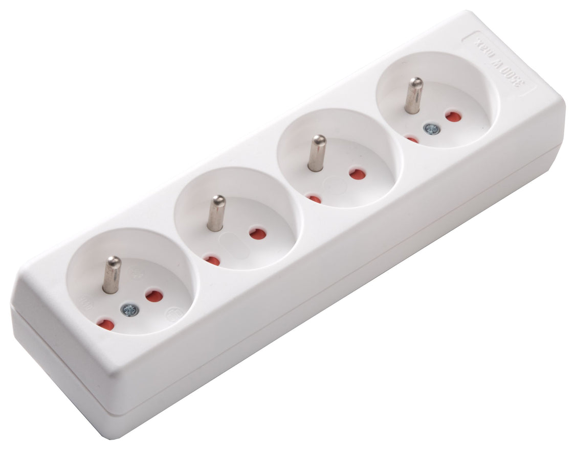 Martin Kaiser 4-Way Socket 90 Degree Earthing Pin and Shutter Arctic White (Enchufe Europeo) - 041K/kws [20 Piezas]