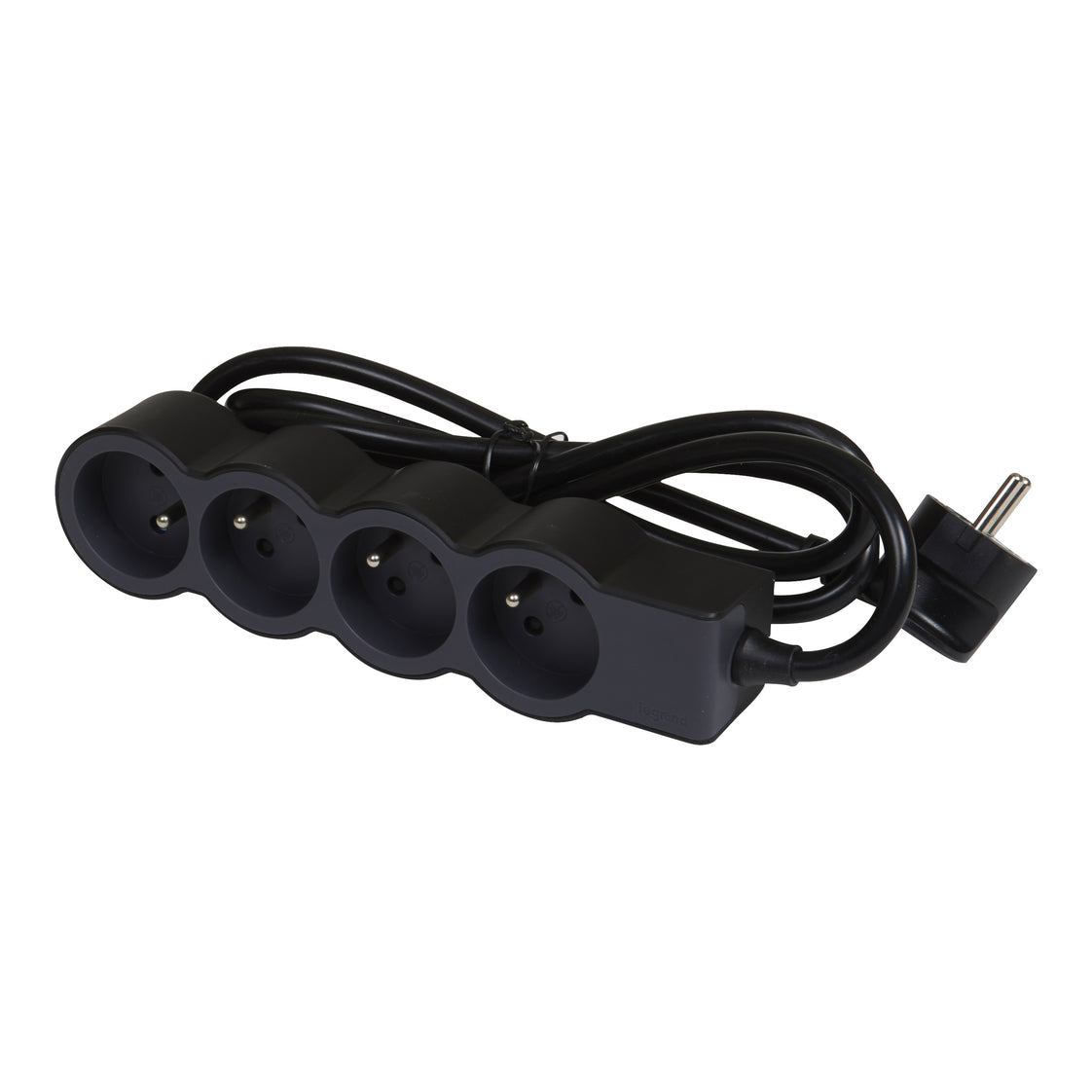 Legrand Enchufe Estándar 4x2P Con Cable De 3m Negro (Enchufe Europeo) - 049491 [10 Piezas]