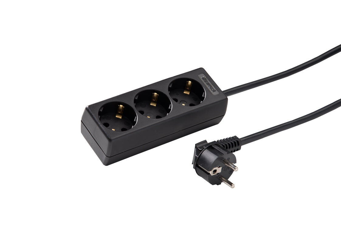 Martin Kaiser Enchufe en ángulo de 3 vías con cable de 5 m Negro (Enchufe Europeo) - 1045ZL5-15W/sw [10 Piezas]