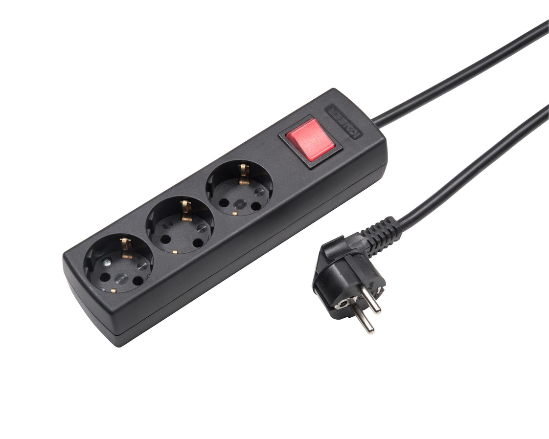 Martin Kaiser Toma de contacto de puesta a tierra de 3 vías con interruptor y cable de 3M (Enchufe Europeo) - 1049ZL3-15W/sw [10 Piezas]