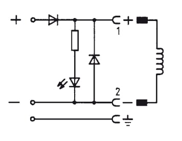 Conector 12-24V CC (DIN - A) Con Diodo LED De Recuperación y Protección De Polaridad - Burkert 2508 008373