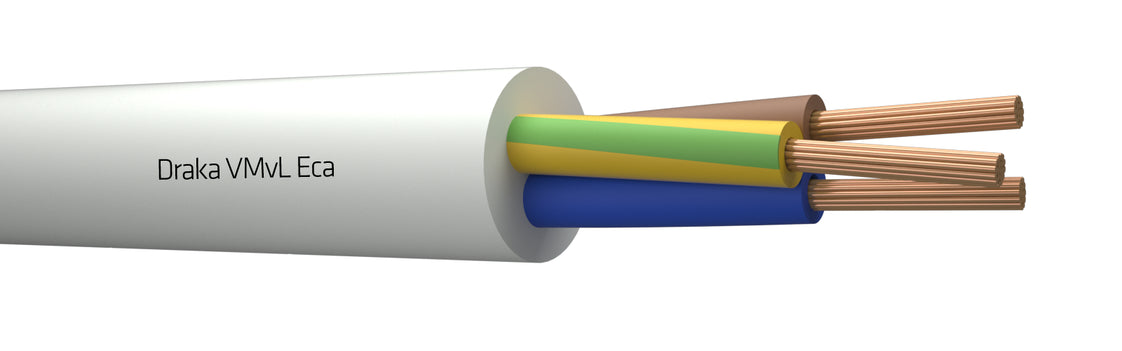 Cable De Alimentación De Vinilo Draka 3G0.75mm² Blanco Clase Eca - 803879 [100 Metros]