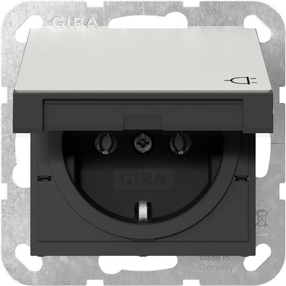 Gira Sistema 55 Acero Inoxidable Toma Schuko Con Tapa Con Bisagra - 4454600