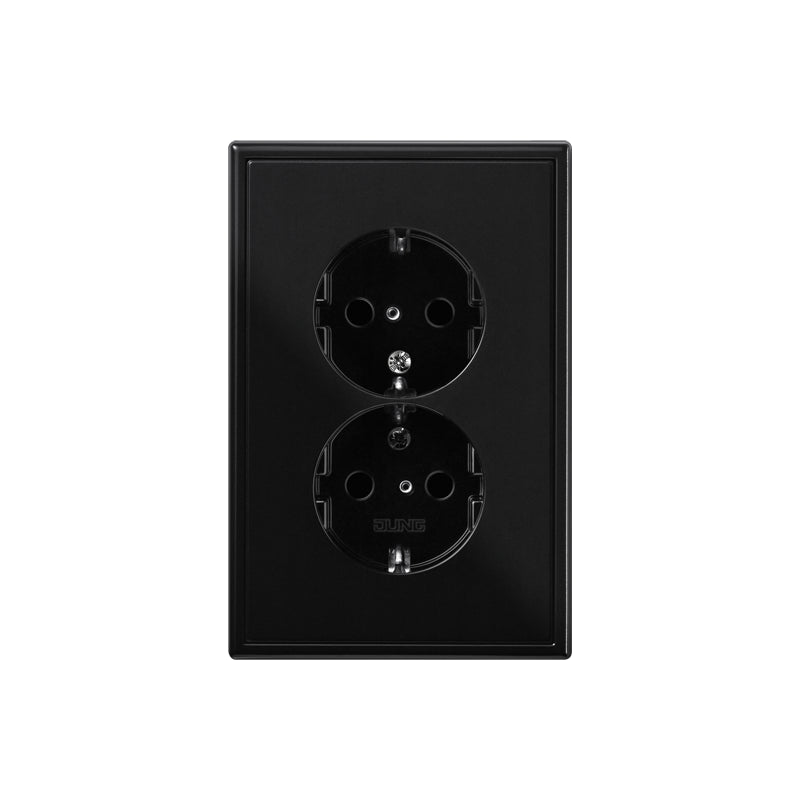 Jung LS990 Toma Doble Negra Con Contacto De Seguridad (Enchufe Europeo) - LS5015SW