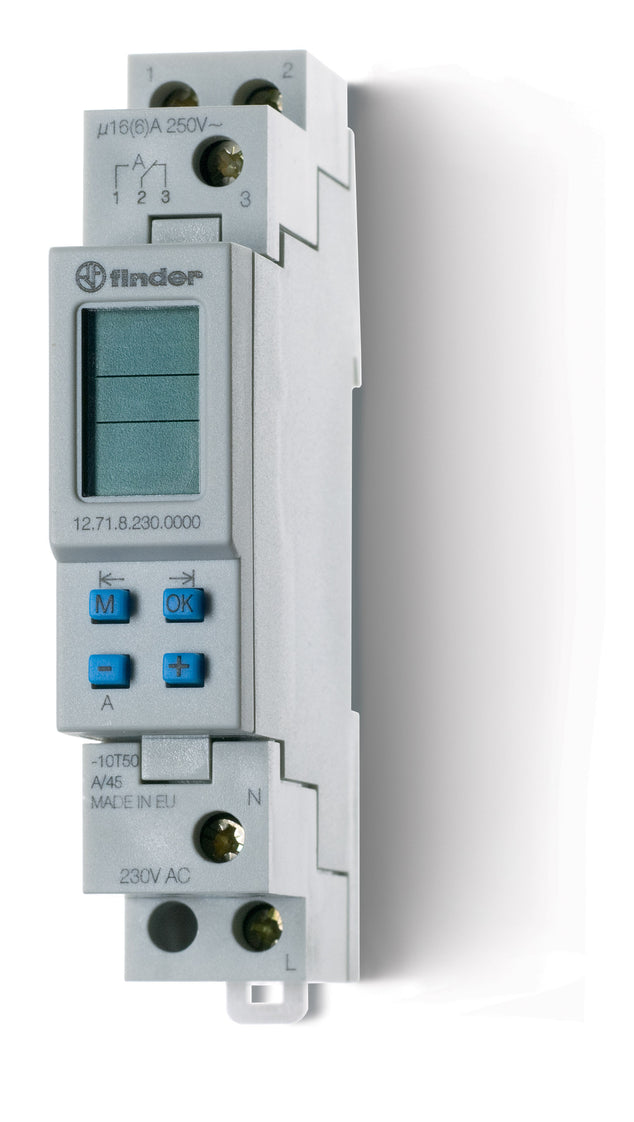 Finder Temporizador Digital Semanal Interruptor 16A 230V Riel DIN - 12.71.8.230.0000