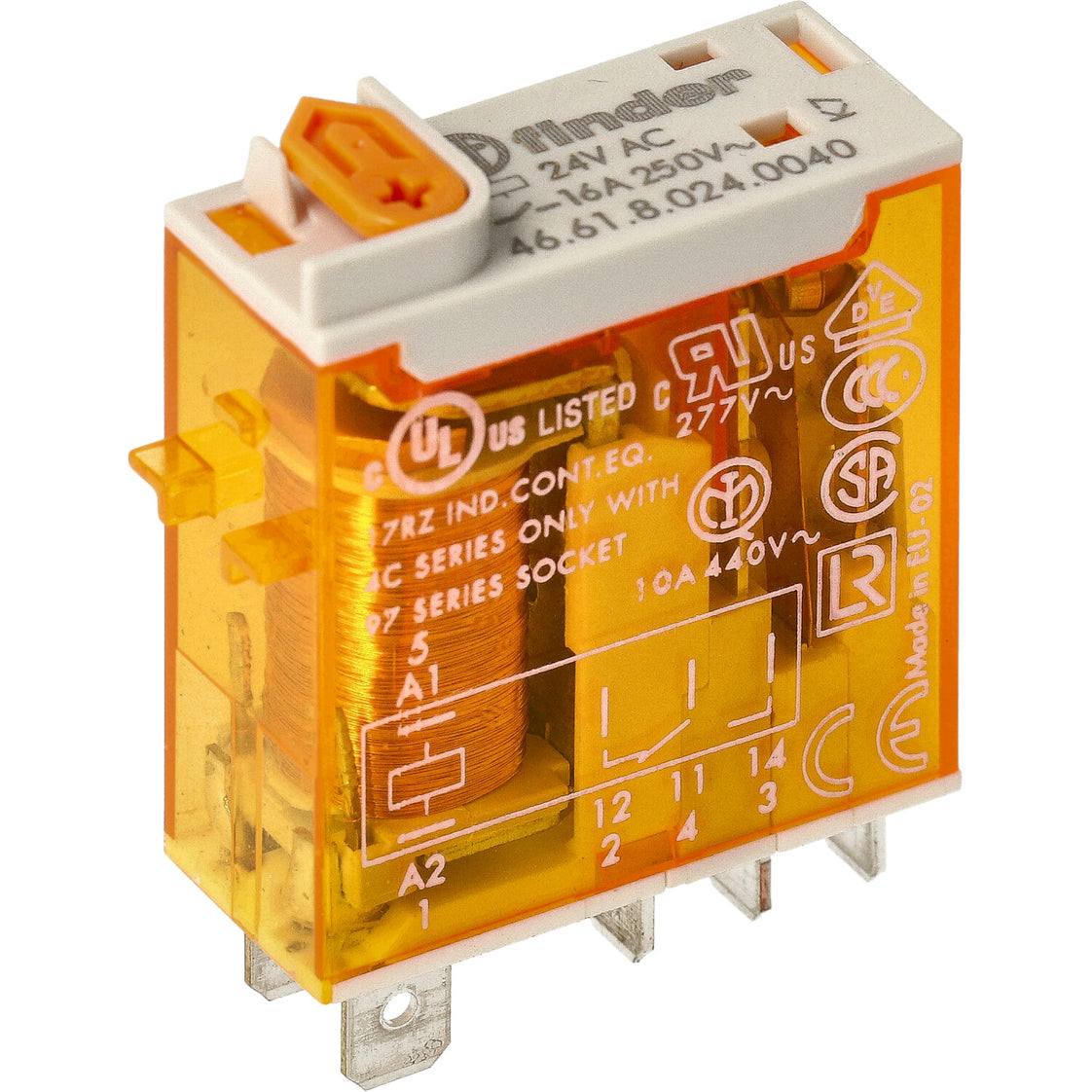 Finder 46 Serie Relé Industrial 16A 24VAC SPDT - 46.61.8.024.0040