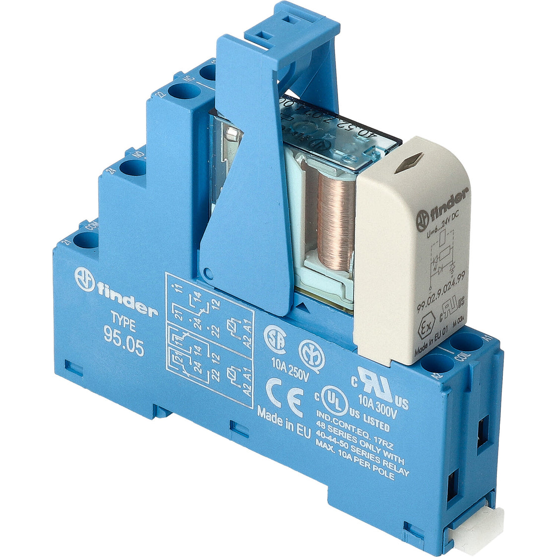 Finder 48.52 Relé De Doble Interfaz 8A 24VDC AgNi LED - 48.52.7.024.0050