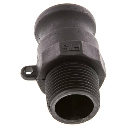 Acoplamiento de polipropileno Camlock DN 20 (3/4'') R 3/4'' Rosca Macho Tipo F MIL-C-27487 [2 Piezas]