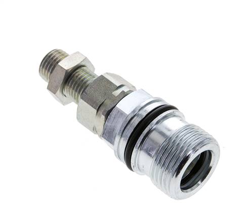 Acero DN 10 Acoplamiento hidráulico Enchufe 8 mm L Anillo de compresión Mampara ISO 14541/8434-1 D M28 x 2