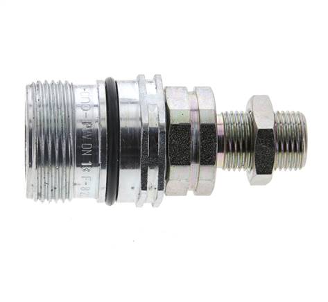 Acero DN 12.5 Acoplamiento hidráulico Enchufe 10 mm S Anillo de compresión Mampara ISO 14541/8434-1 D M36 x 2