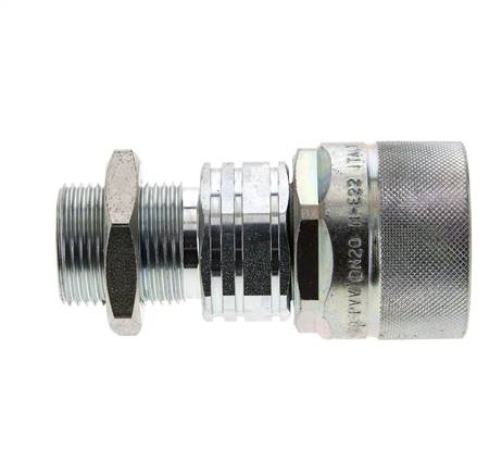 Acero DN 20 Acoplamiento hidráulico Tapón 22 mm L Anillo de compresión Mampara ISO 14541/8434-1 D M42 x 2