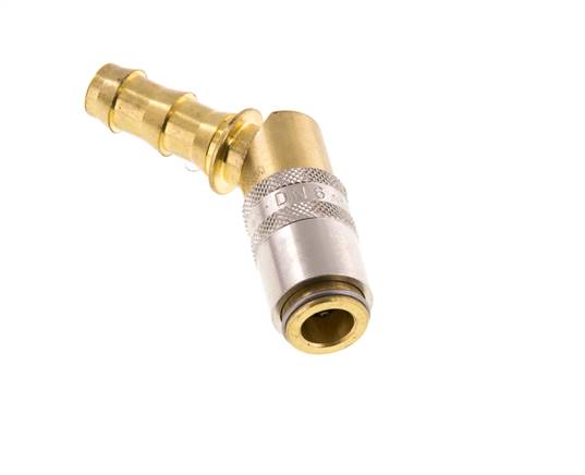 Latón DN 6 Enchufe de anclaje del molde 9,5 mm Protección de desbloqueo de la manguera 45 grados