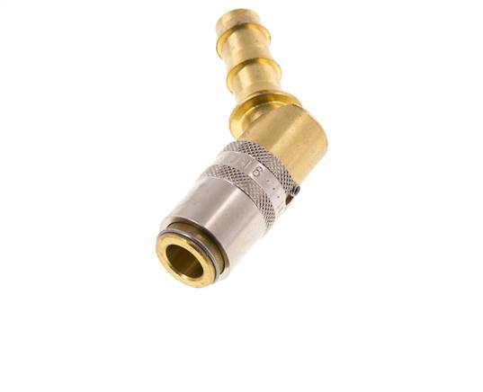 Latón DN 6 Enchufe de anclaje del molde 9,5 mm Protección de desbloqueo de la manguera 45 grados