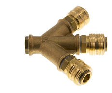 Acoplamiento de aire de latón DN 7.2 (Euro) Enchufe G 1/4 pulgada hembra para montaje en pared 3 vías