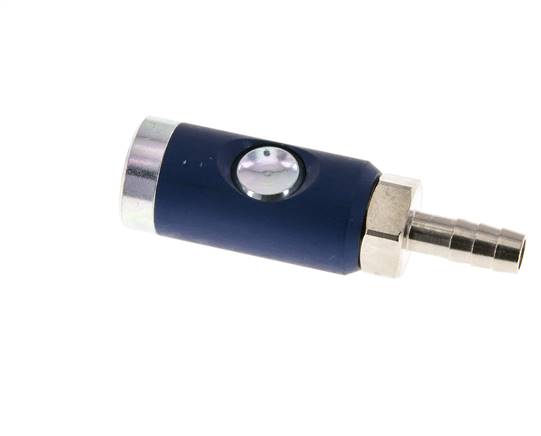 Enchufe de seguridad de acero templado DN 7,4 para acoplamiento de aire con botón pulsador Pilar para manguera de 9 mm