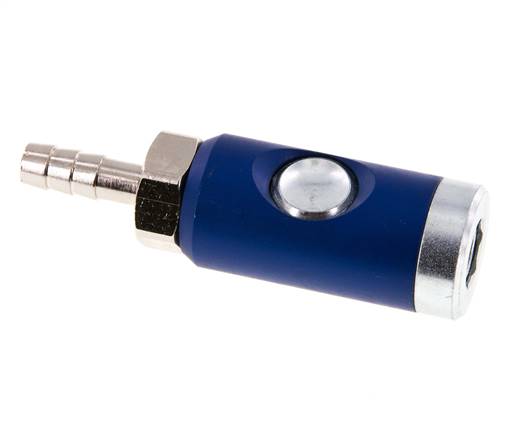 Enchufe de seguridad de acero templado DN 7,4 con botón pulsador Pilar para manguera de 8 mm