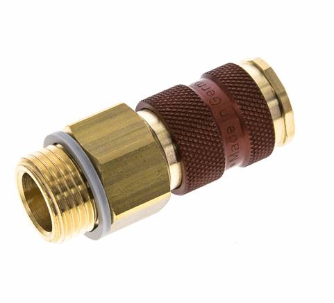 Acoplamiento de aire de latón DN 7.2 (Euro) con codificación marrón Enchufe G 1/2 pulgada Macho