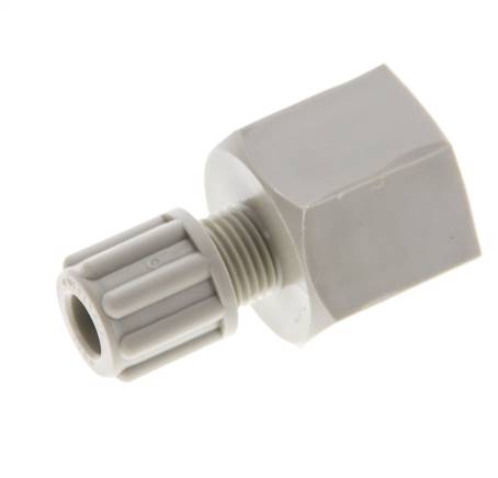 Accesorio de compresión recto de PP de 6x4 mm y G3/8'' con rosca hembra 10 bar